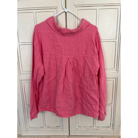 Tom Tom TomTom size large salmon color linen button down top - Picture 4 of 4